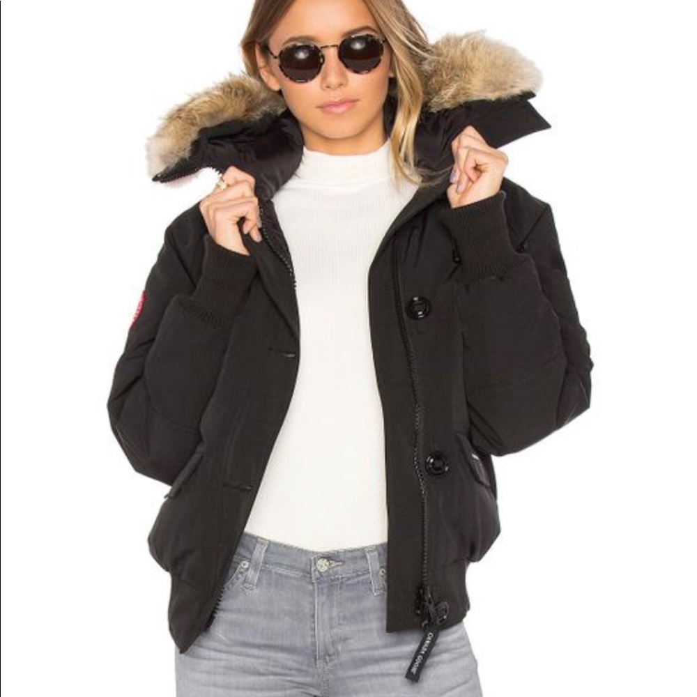 Canada goose Black short women Bomber jacket Coyote Fur